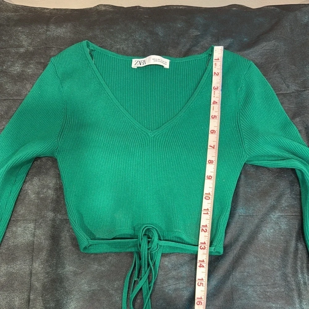 🔥Zara Emerald Long Sleeve Tie-Front Blouse🔥